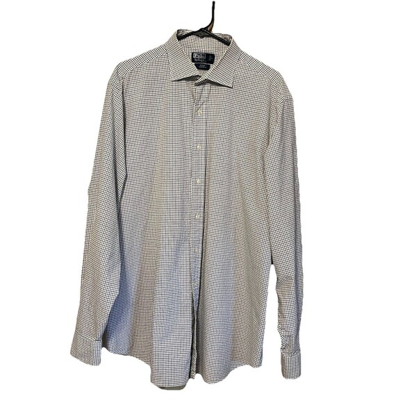 MENS POLO RALPH LAUREN REGENT CLASSIC FIT WHITE CHECK L/S DRESS SHIRT 18 XXL - Picture 1 of 11